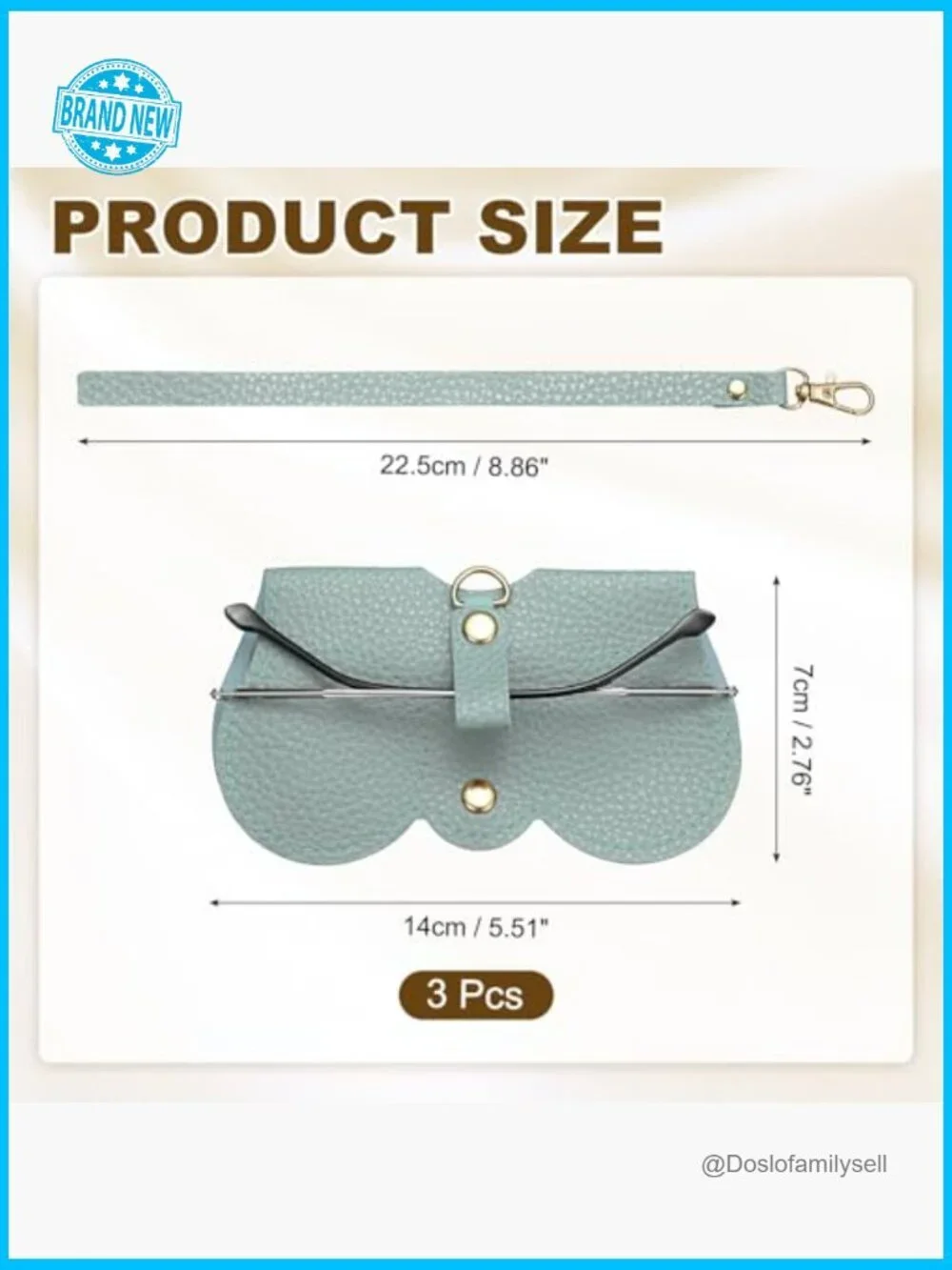 PU Leather Glasses Case Portable Wrist Strap Minimal Travel Accessory Holder